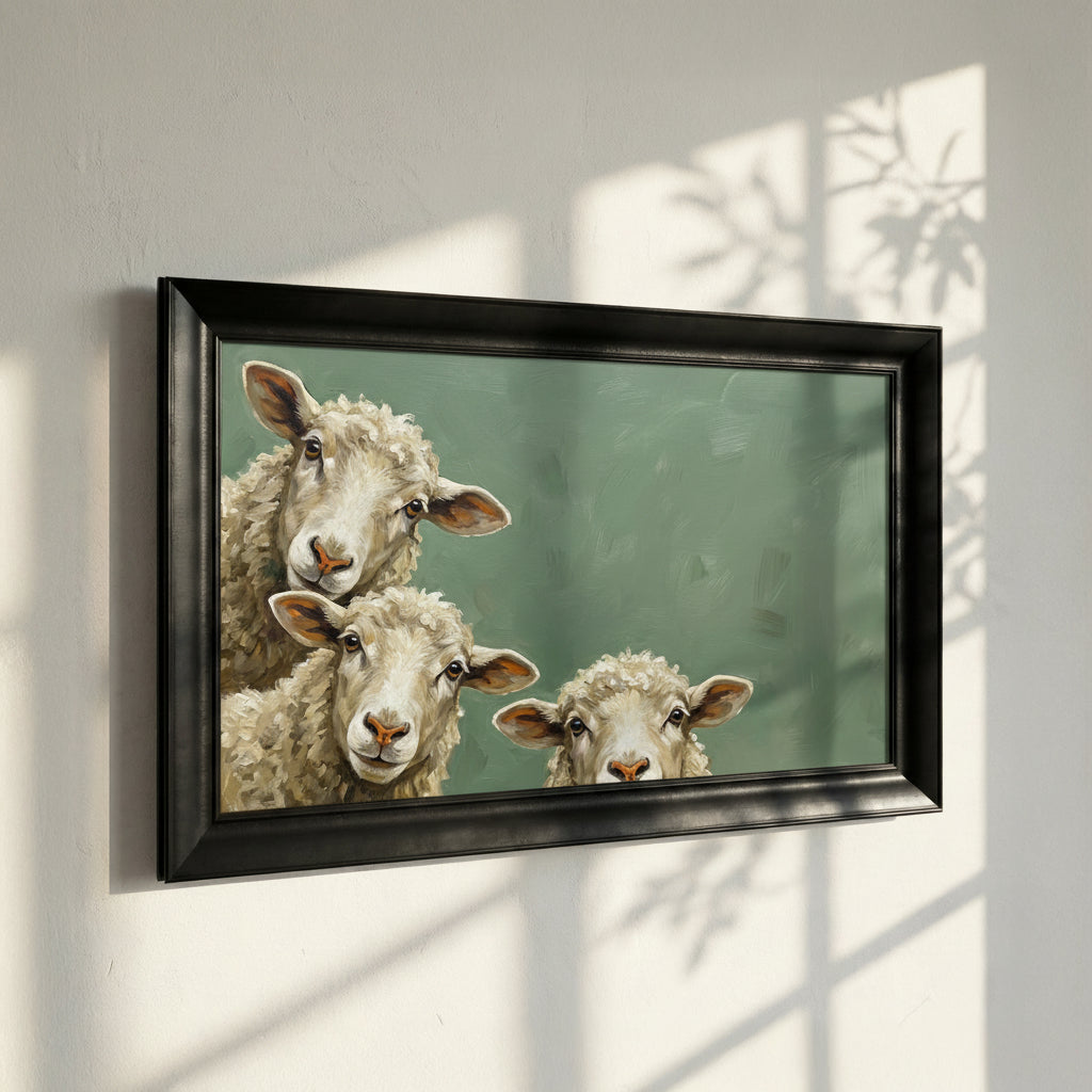 Three Curious Sheep Painting