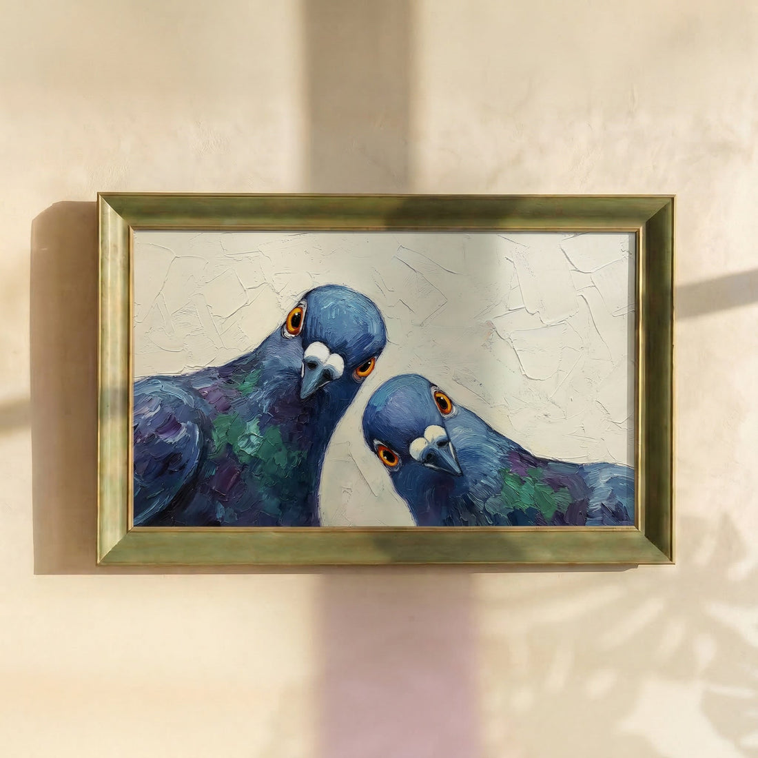 Curious Pigeons Oil Painting Look