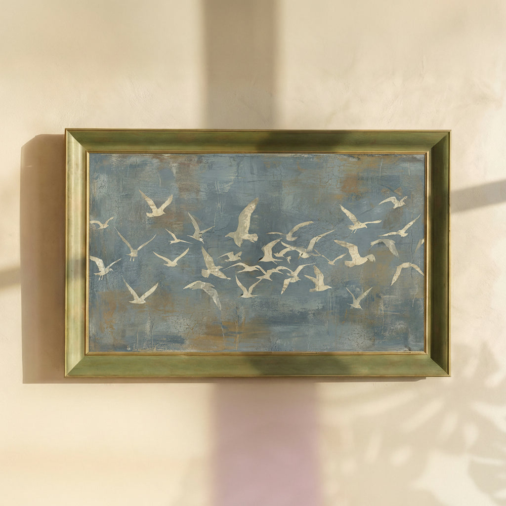 Seagulls Flying in the Blues Painting