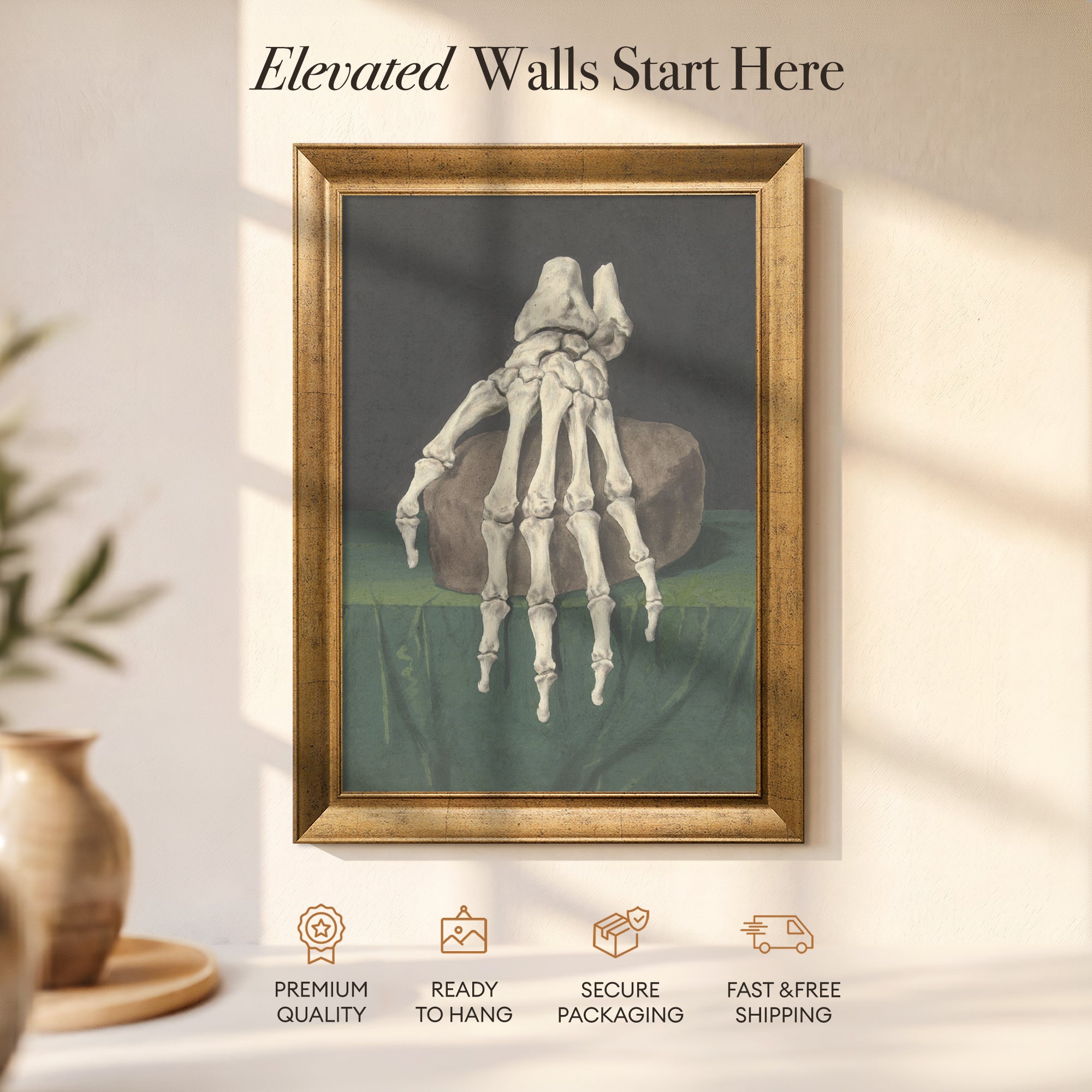 Skeleton of a Hand Anatomical Study | Jan l'Admiral Vintage Medical Art Print